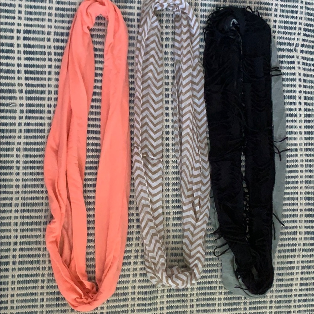 Mix and match infinity scarves